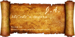 Jónás Anetta névjegykártya