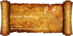 Jónás Anetta névjegykártya